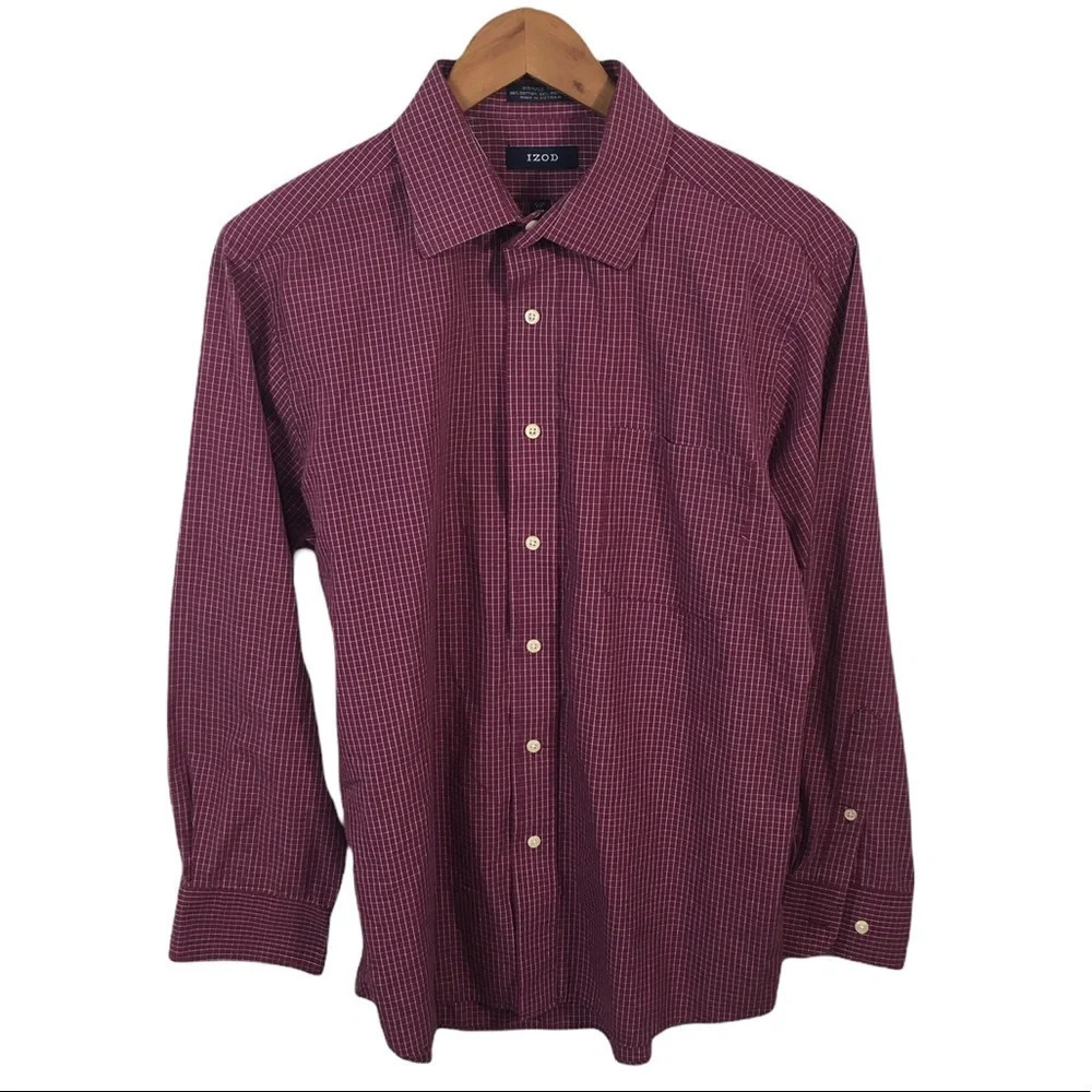 BF684 Mens IZOD Designer SLIM FIT Button Down Dress Shirt 16.5 32/33 M